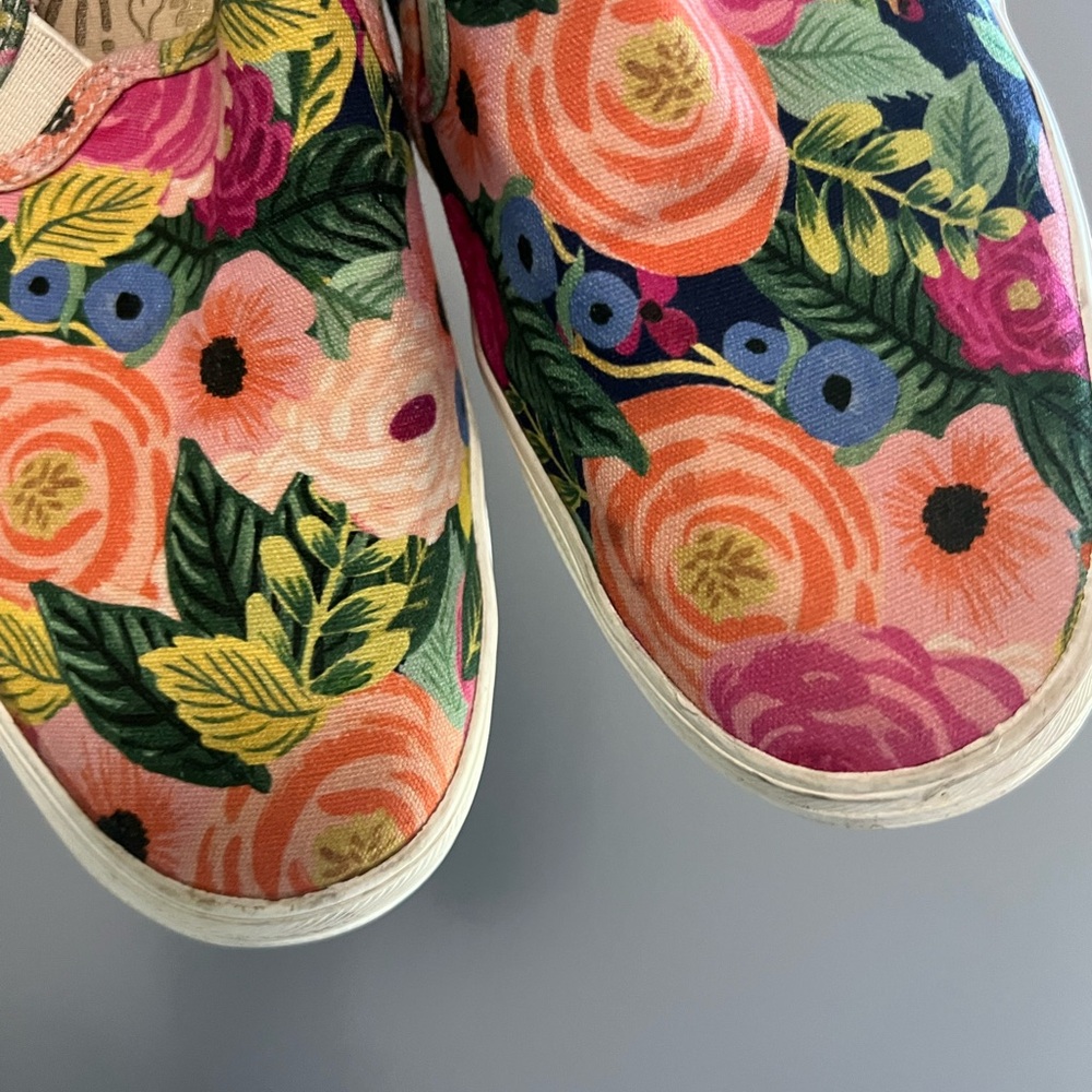 Keds x Rifle Paper Co Floral Slip-On Sneakers- Navy, Pink, Peach, Green - Picture 4 of 5